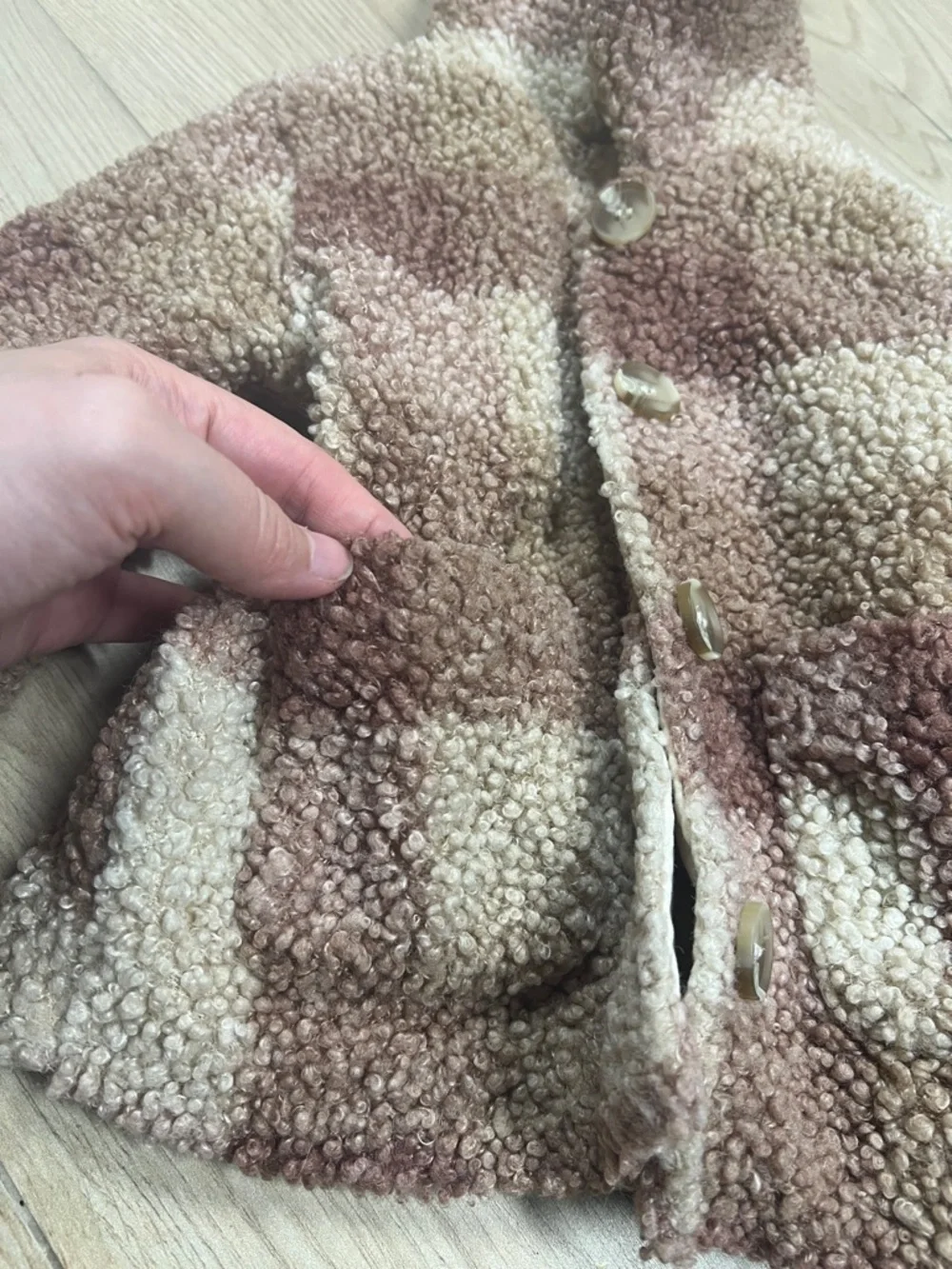 H&M Cream & Brown Plush Teddy Pea Coat for Kids - Picture 2 of 5